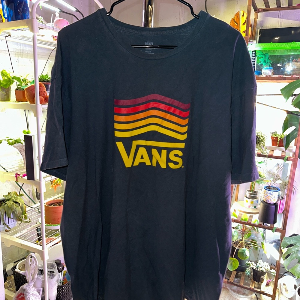 Vans Men's Black T-Shirt with Multicolor Logo